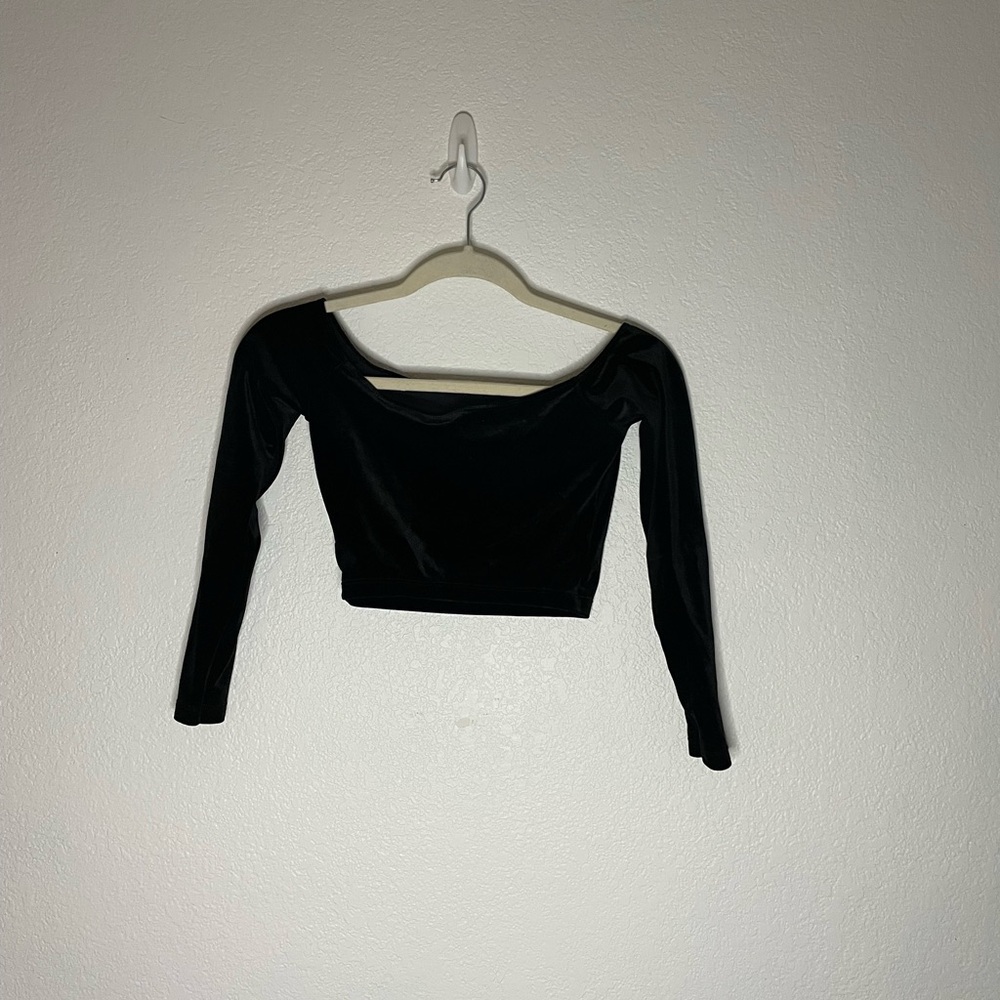 Black Velvet Off-The-Shoulder Long Sleeve Women's Top